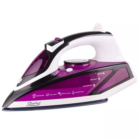 Парна ютия с керамична плоча ZEPHYR ZP 1050 BOC, 2600W, 350 мл, Автоматично изключване, С-ма против котлен камък, Виолетов