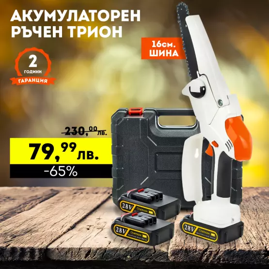 Акумулаторен безчетков трион с 2 батерии Li-On 28 V