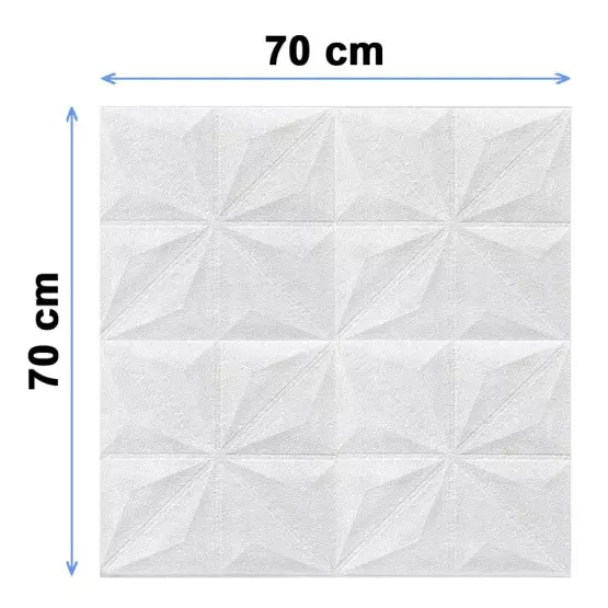 Самозалепващ тапет 3D триъгълници - 70 x 70 см, 5 мм, бял