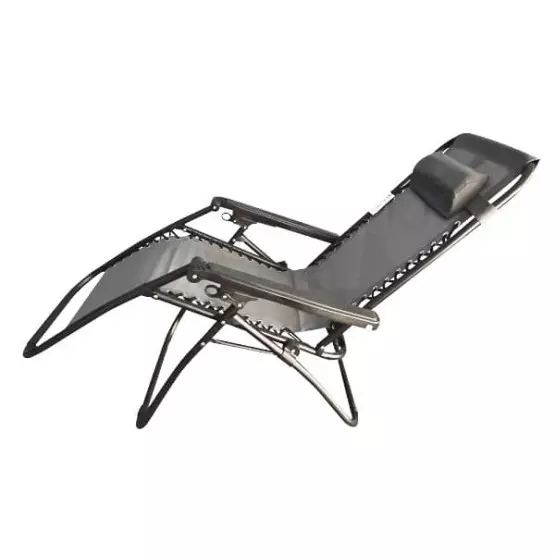 Сгъваем шезлонг тъмносив Zero gravity 173x67x110 см