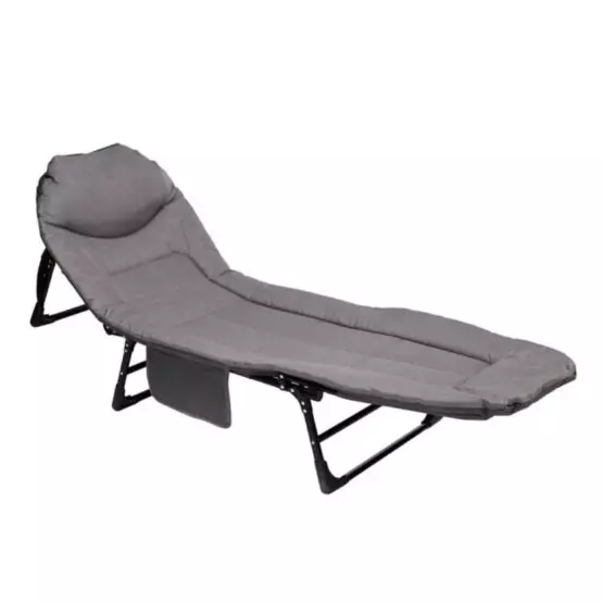 Сгъваем 5-позиционен шезлонг сив 180x60x30 см