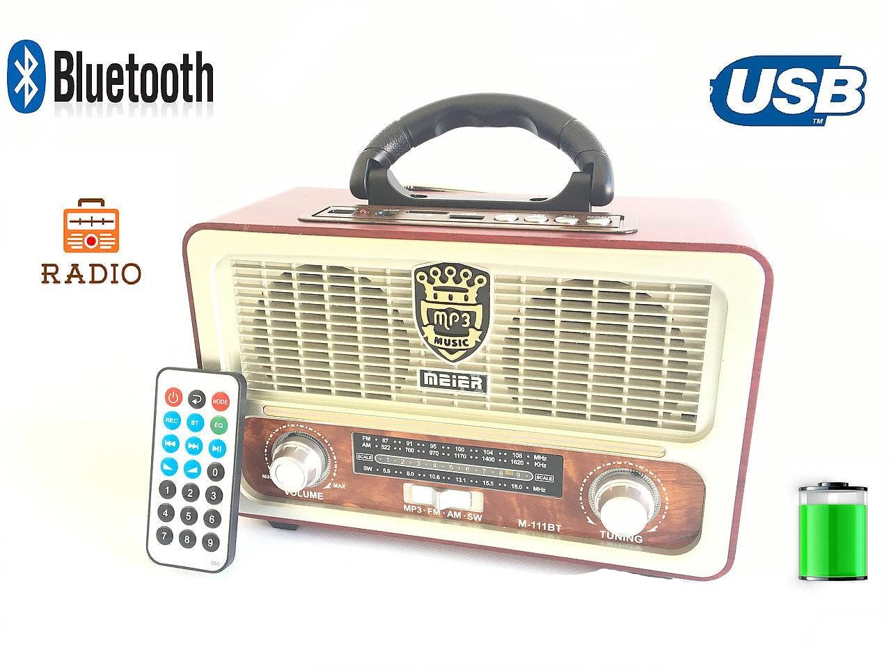 Ретро( Винтидж)Радио Meier M-111BT FM, Bluetooth USB SD AUX