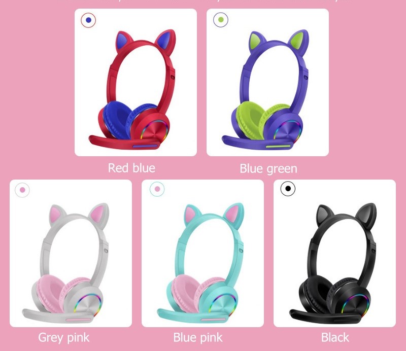 Детски безжични слушалки с котешки ушички 