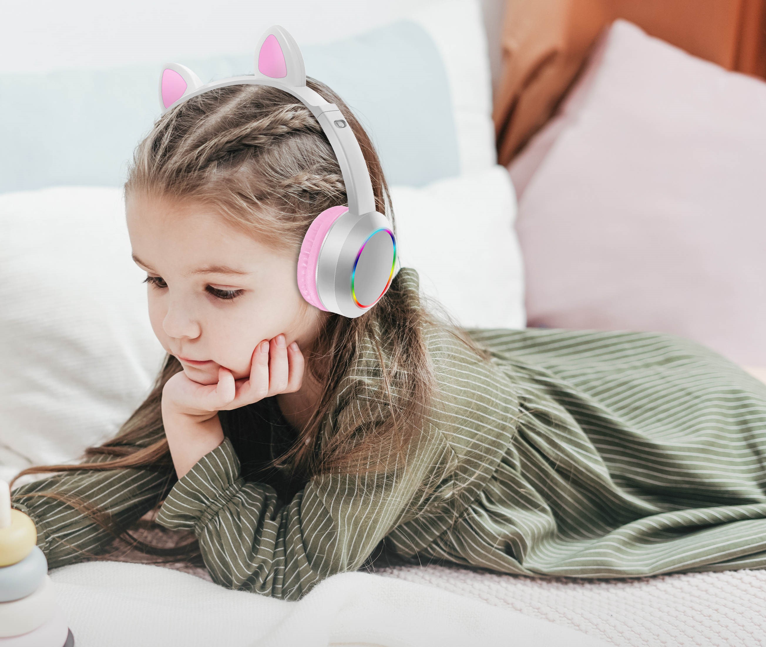 Детски безжични слушалки с котешки ушички 
