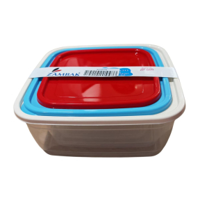 Квадратни 3, 2 и 1,25 литра - Комплект кутии за съхранение на храна - 3 броя 