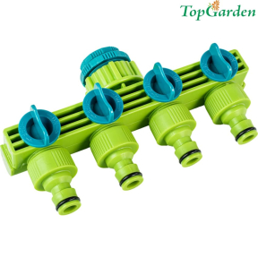Разклонител 4 изхода със стоп 1/2"-3/4" Top Garden TG