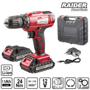 Акумулаторна Бормашина  RAIDER 12V 2-ск. 2x1,5Ah 24Nm RD-CDL34