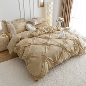 Луксозен спален комплект с бродерия от 6 части – Бежов