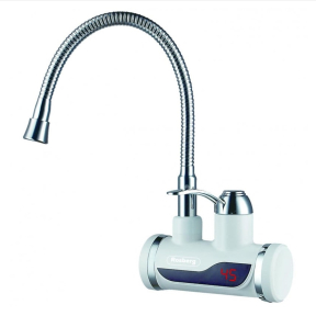 Нагревател за вода с гъвкав чучур Rosberg R57100C, С дисплей, До 60C, За стена, Бял