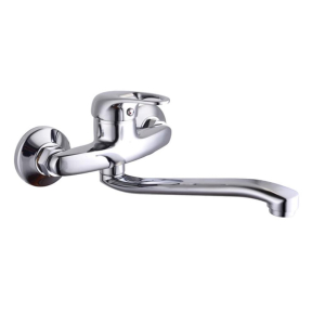 Смесител Rosberg R57100AZ4, Въртящ се чучур, Хоризонтален, Цинк, Хром покритие, Сребрист