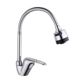 Смесител с гъвкав чучур Rosberg R57100AZ6, Аератор, Цинк, Хром покритие, Сребрист