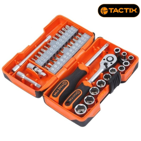 Комплект битове и вложки с тресчотка Tactix, 40 части