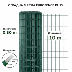 Оградна мрежа EUROFENCE PLUS 0.8X10M. RAL6005