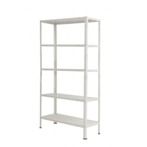 Метален стелаж, 5 рафта х 50 кг, 170x75x30 см - бял