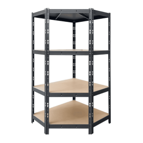 Метален ъглов стелаж, 4 MDF рафта по 400 кг, 180x90x90x40 см