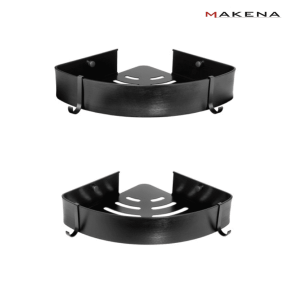 Двойна ъглова стенна етажерка за баня Makena BL-M, 24.5х7.5х43 см - черен