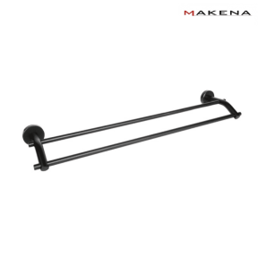 Двойна поставка за хавлии Makena Round, черен мат