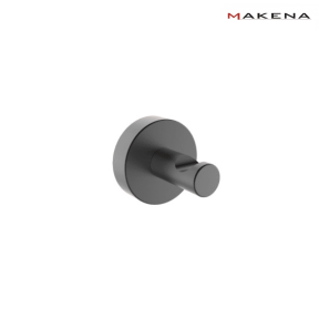 Единична закачалка за баня Makena Round, черен мат
