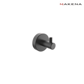 Единична закачалка за баня Makena Round, черна матова