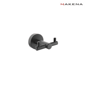 Двойна закачалка за баня Makena Round, черен мат
