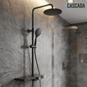 Тръбно окачване със смесител Cascada PL104HE-1E-F - черен