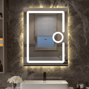 LED огледало с функция против изпотяване и часовник Makena 103