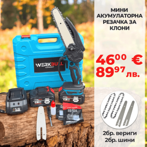 Акумулаторна Мини Резачка/Трион с шина 16см + две батерии 36V/ 8Ah и две вериги и зарядно