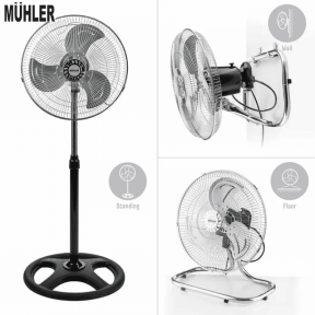 Вентилатор на стойка 16''Muhler FM-6136D 3in1, 50W, индустриален, на стойка, стена, под