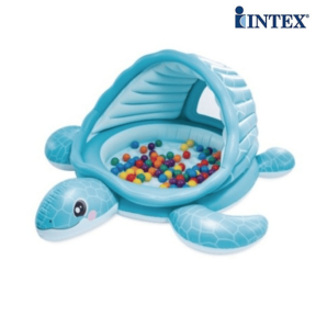 Детски надуваем басейн със сенник INTEX 48677NP Костенурка, 218х206х97 см
