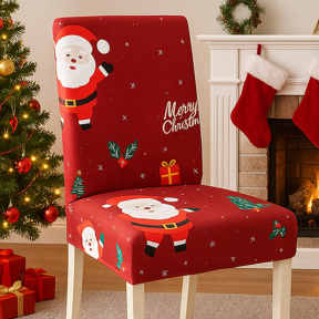 Еластичен калъф за стол Дядо Коледа, с еластична лента