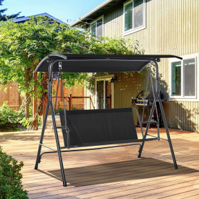 Градинска люлка със сенник, черна Градинска люлка със сенник, черна