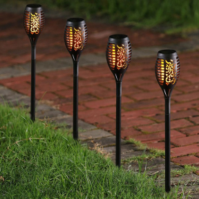 4 броя LED соларни лампи тип факли с пламъчен ефект