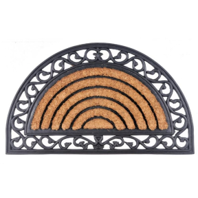 Изтривалка гума и кокос "GRILL" с орнаменти  20mm, 45x75cm, полукръг