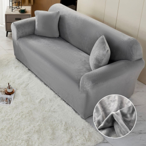 Кадифен калъф за диван  - Тъмносив