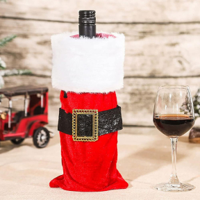Коледен калъф за бутилка с колана на Дядо Коледа, 40 х 14 см