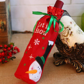 Коледен калъф за бутилка със снежен човек, 30 х 13 см