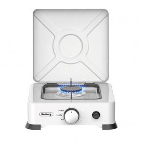 Единичен газов котлон с капак Rosberg R51454E1L, 2.2 kWh, 30 mbar, автоматично запалване, бял