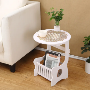 Кръгла масичка за кафе с органайзер Кръгла масичка за кафе с органайзер