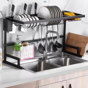 Кухненски органайзер за мивка, сушилник за чинии, чаши, прибори, плодове, регулируема поставка