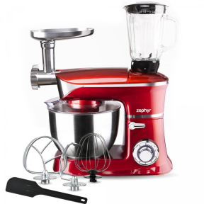 Кухненски робот 3в1 ZEPHYR ZP 1115 QBM, 1900W, 6.5 литра, Блендер, Миксер, Месомелачка, Червен Кухненски робот 3в1 ZEPHYR ZP 1115 QBM, 1900W, 6.5 литра, Блендер, Миксер, Месомелачка, Червен