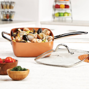 Квадратен незалепващ меден тиган Квадратен незалепващ меден тиган