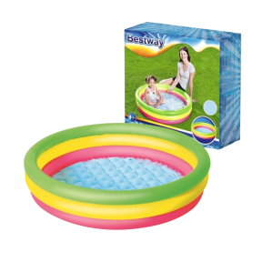 Надуваем басейн на 3 нива BESTWAY 102 см. - разноцветен