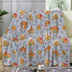 Одеяло поларено с коледни мотиви 130х170 см, светлосиньо