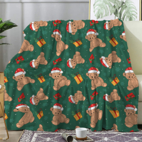 Одеяло поларено с коледни мотиви 130х170 см, зелено