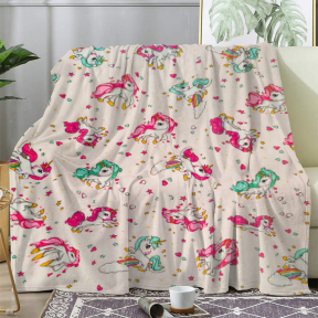 Одеяло поларено с приказен мотив еднорог, 130х170 см