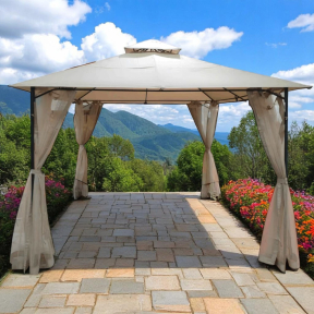 Павилион със завеси-комарници, 3 х 3 м, бежов Павилион със завеси-комарници, 3 х 3 м, бежов