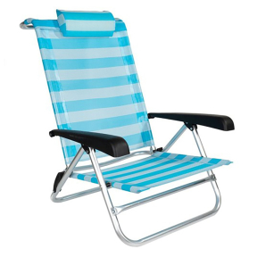 Плажен 5-позиционен сгъваем стол 47 x 52 x 77 см, синьо райе