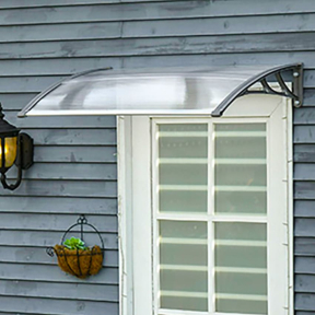 120 х 80 см Поликарбонатен навес козирка прозрачен, сива лайсна