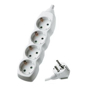 Разклонител с 4 гнезда, 3 м. кабел 1.5 mm2, 16A, 3680W max, Бял