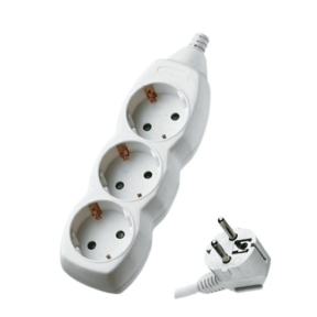 Разклонител с 3 гнезда, 1.5 м. кабел 1.5 mm2, 16A, 3680W max, Бял